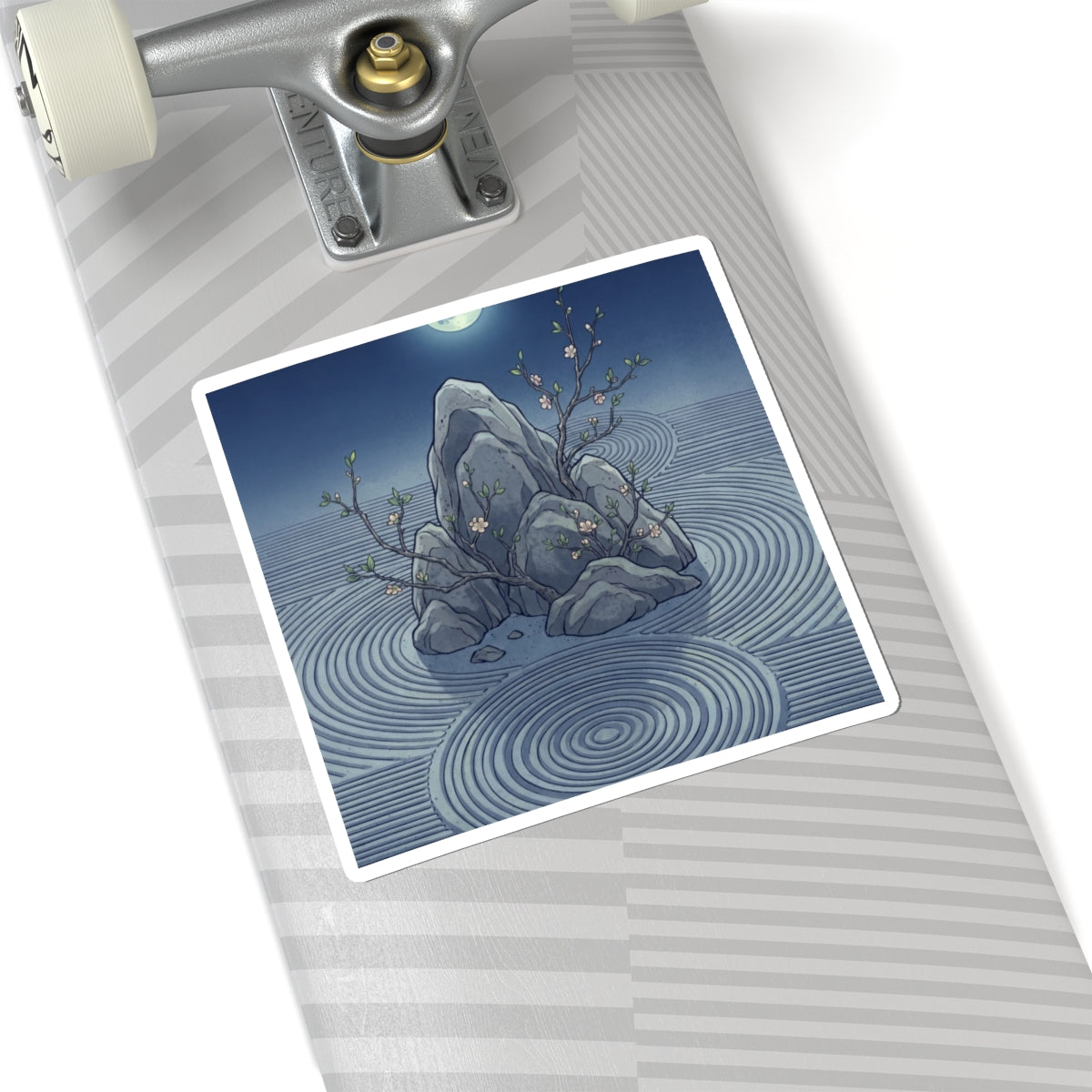 Rock Garden Ukiyo E Inspired Sticker | Contemplative Zen Art Art Print