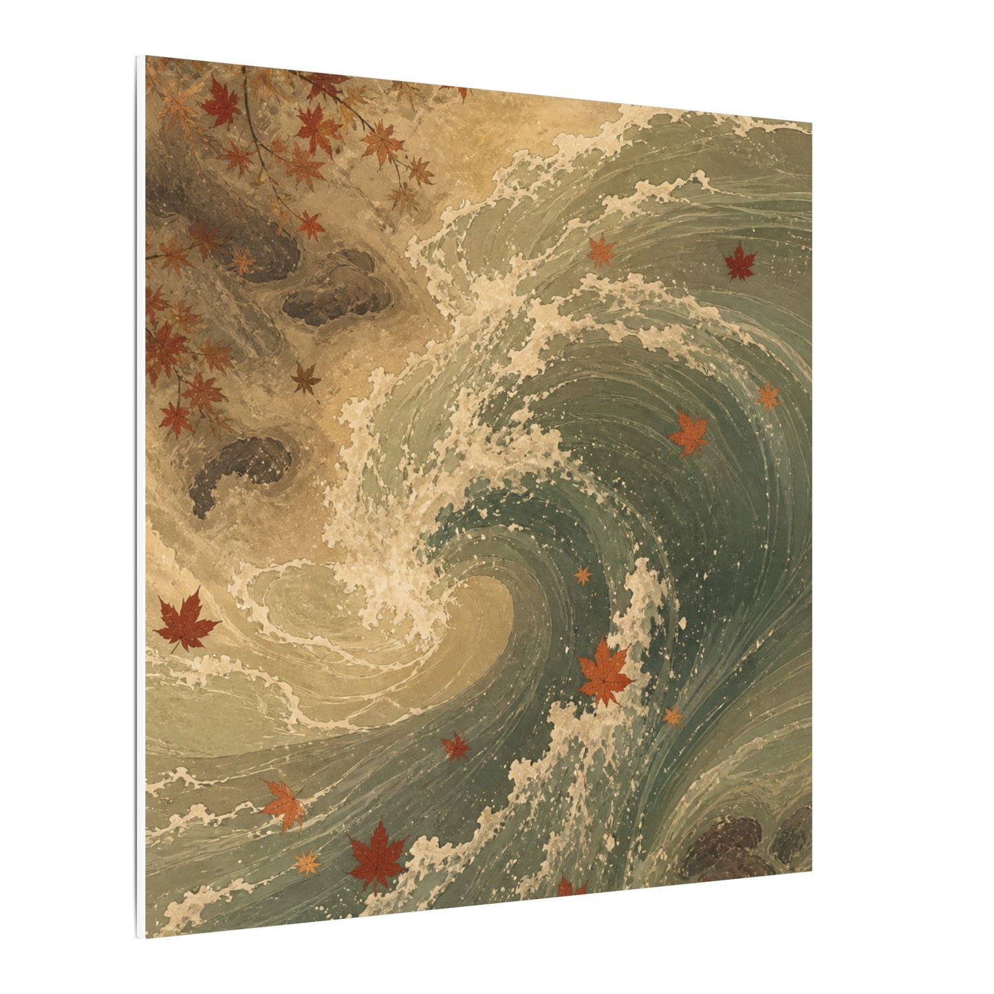 Japandi Ocean Wave in Candlelight | Japanese Pattern Canvas Art