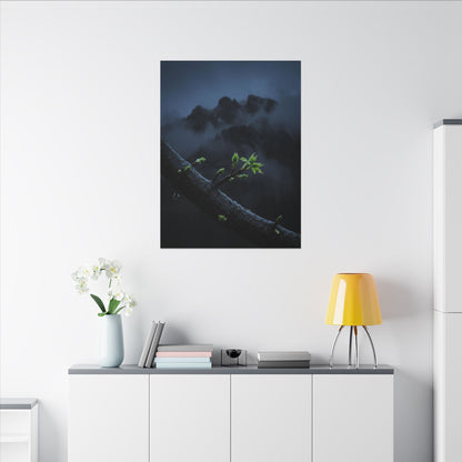 Moonlight Mountain Mist Canvas Art - Dark Japandi Kanso