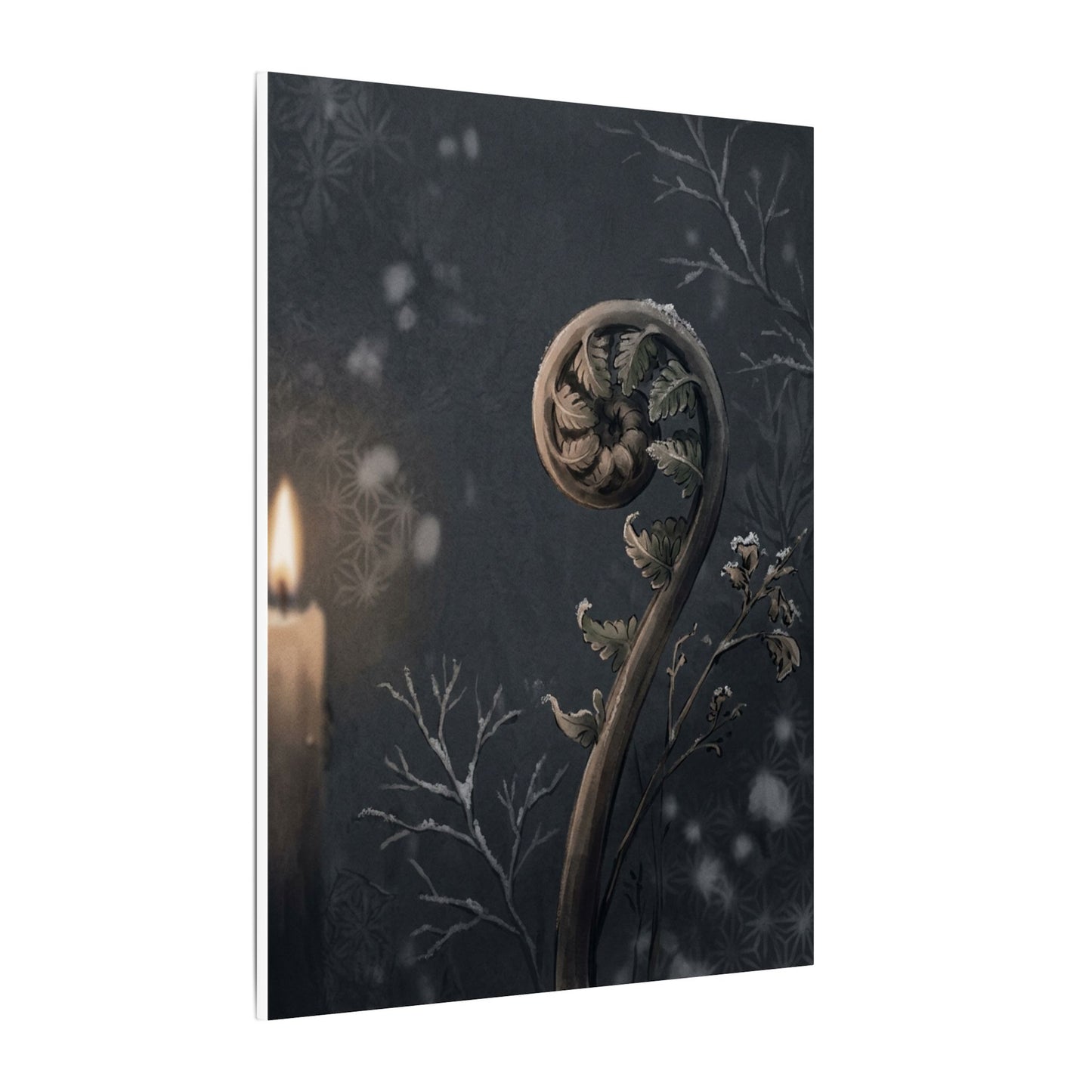 Candlelight Fern Unfurling Canvas Art - Japandi Ma