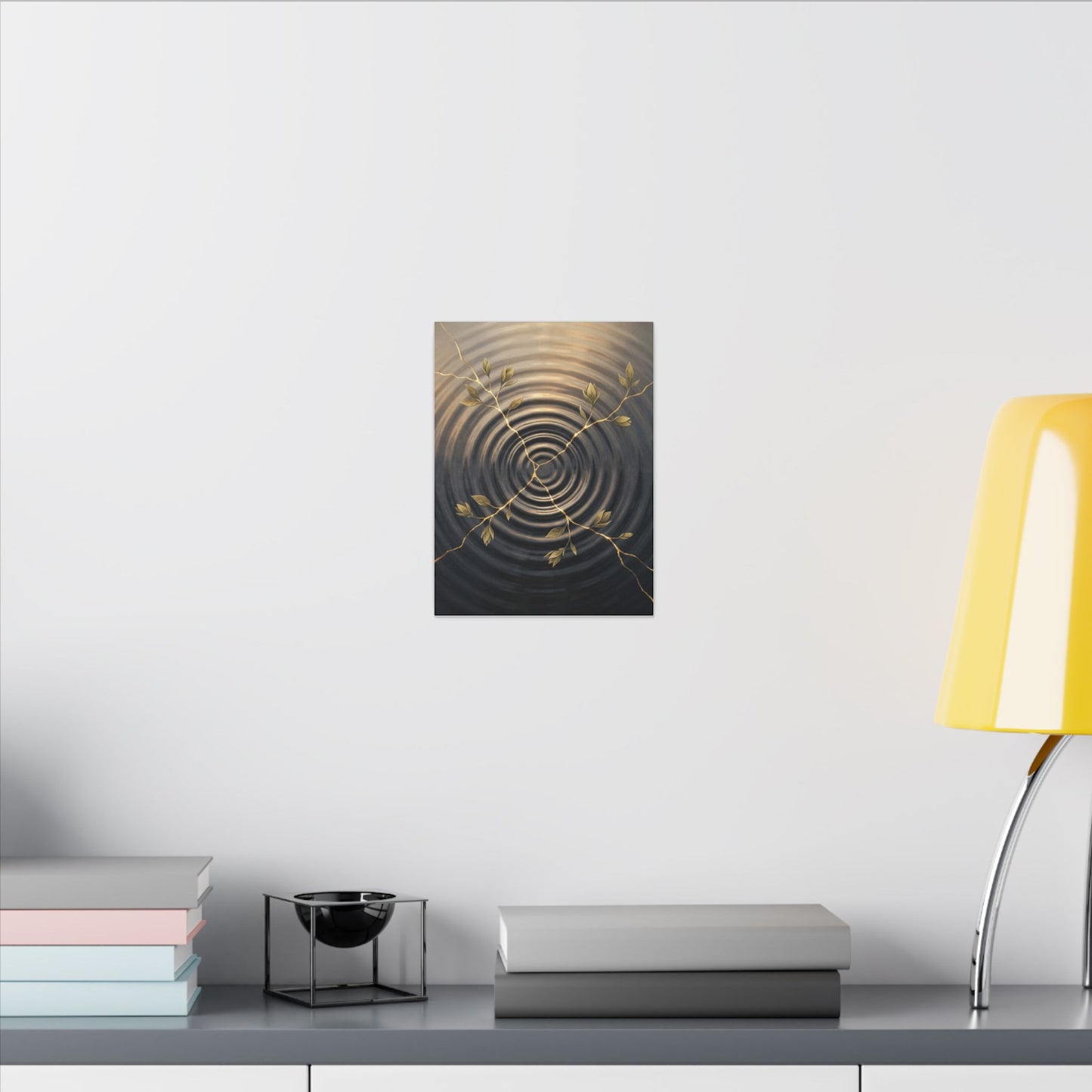Kanso Water Ripple Canvas Art - Kintsugi Gold Vein