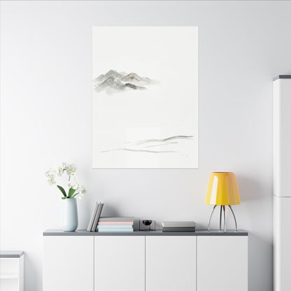 Winter Mountain Mist Minimal Line Canvas Art | Elegant Decor