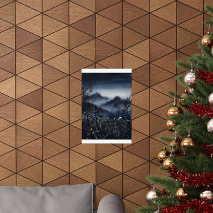 Mountain Mist Wall Art Print | Spring Dark Japandi Dark Texture Art