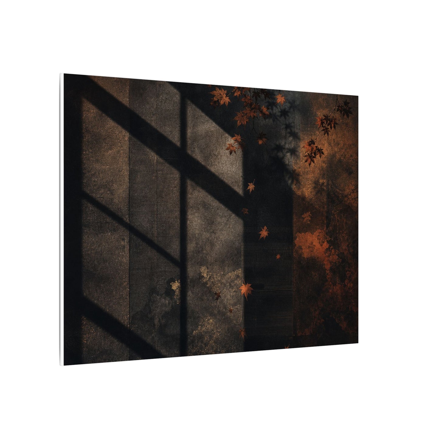 Sophisticated Shadow Play Canvas Art - Dark Texture Dark Japandi