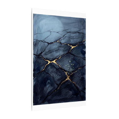 Mono No Aware Cracked Earth Canvas Art - Dark Japandi Charcoal Ink