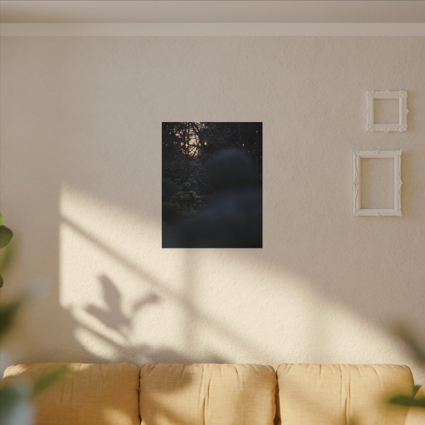 Spring Stone Lantern Moody Minimal Canvas Art | Bold Decor