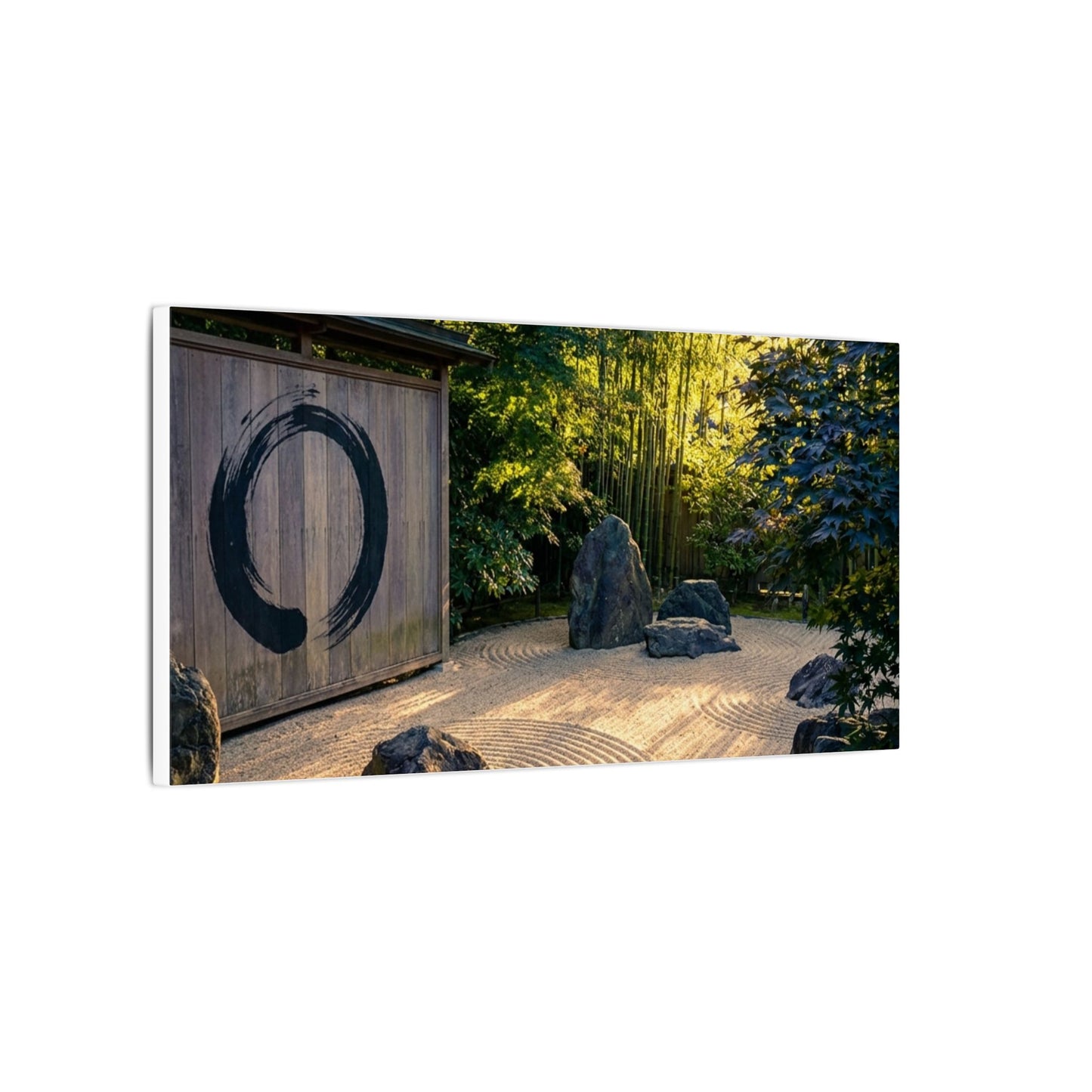 Rock Garden Enso Canvas Art | Tranquil Zen Art