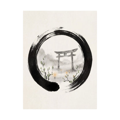 Spring Torii Gate Enso Wall Art Print | Calm Decor