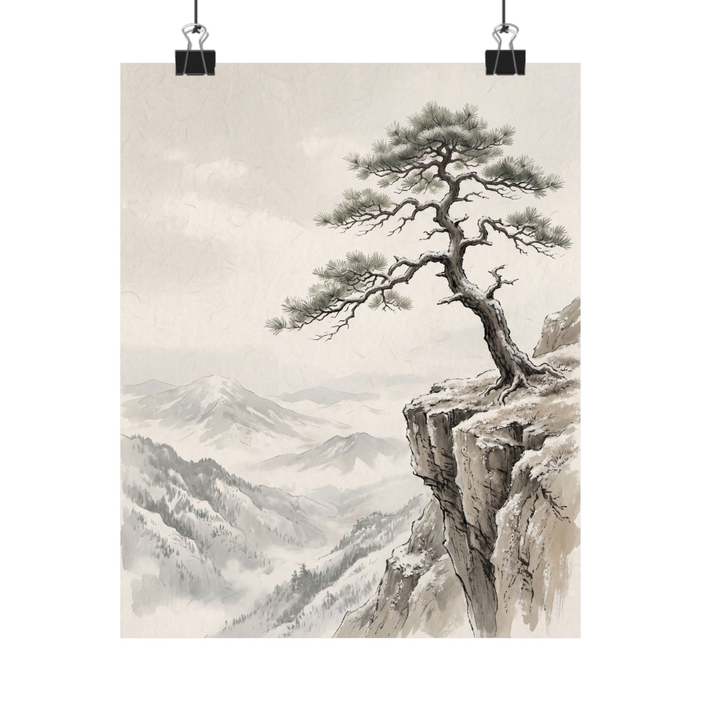 Pine Tree Wall Art Print | Winter Japandi Japanese Pattern Art