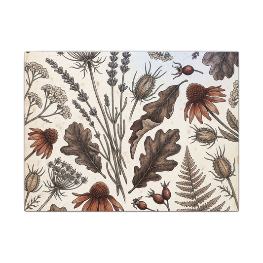 Cottagecore Dried Flowers in Dawn | Vintage Botanical Canvas Art