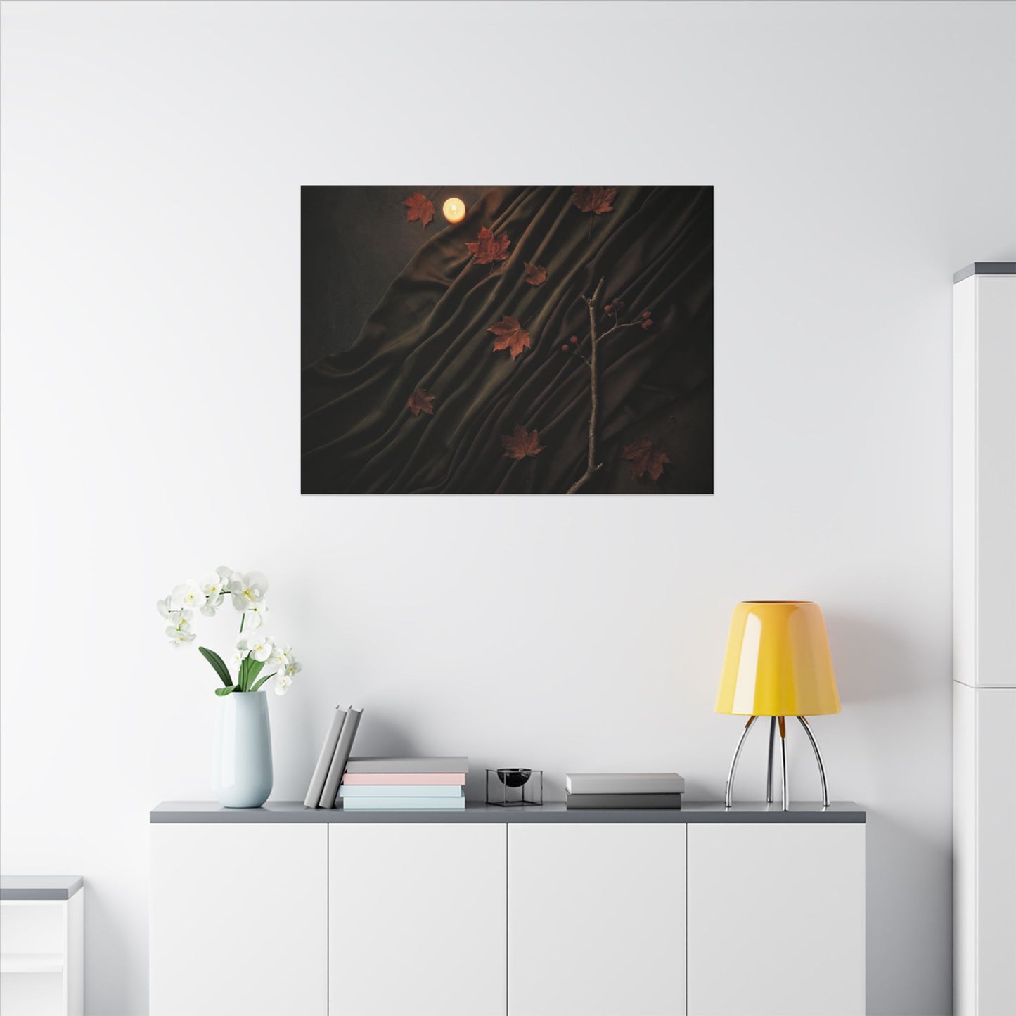 Autumn Silk Drape Moody Minimal Canvas Art | Moody Decor