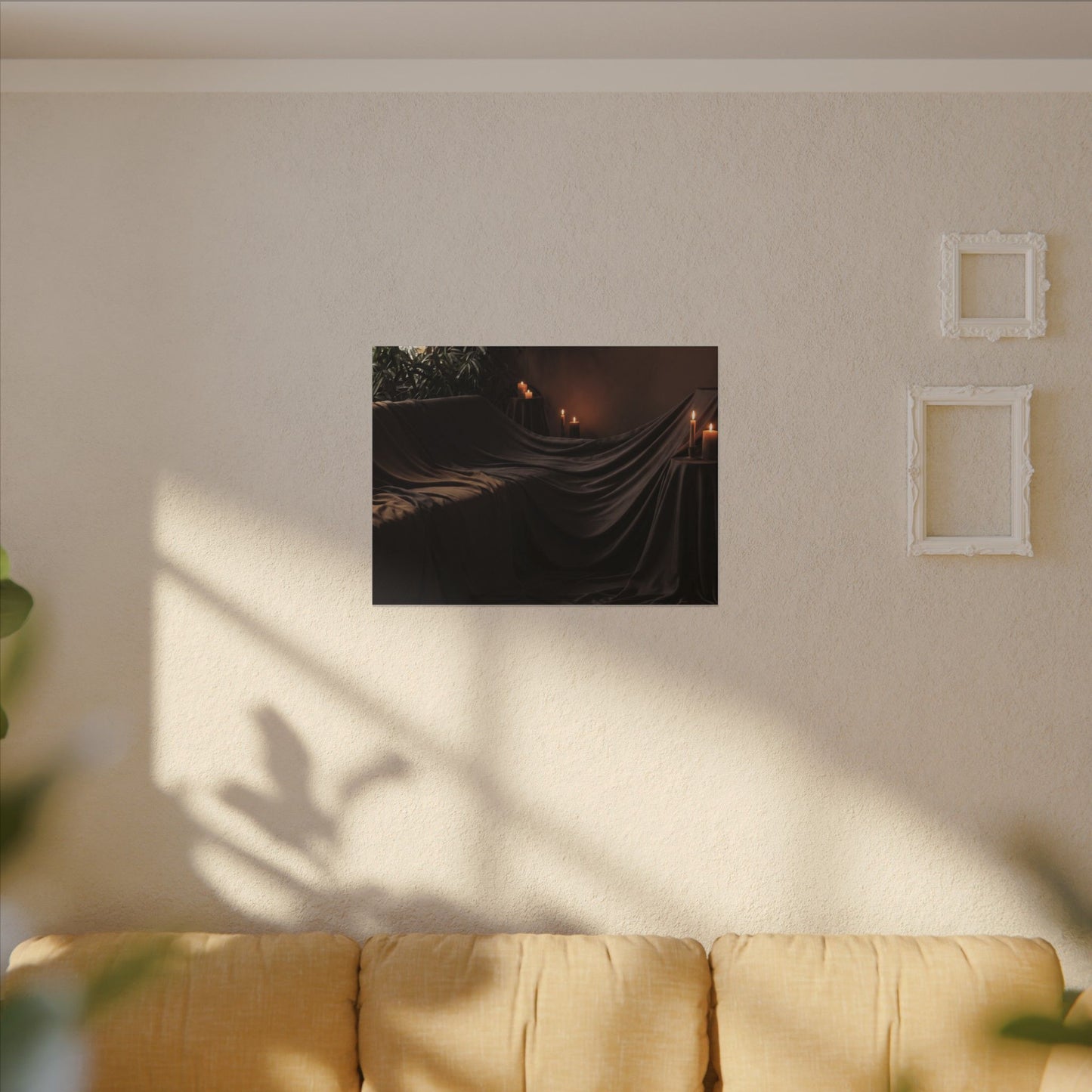 Candlelight Silk Drape Canvas Art - Dark Japandi Ma