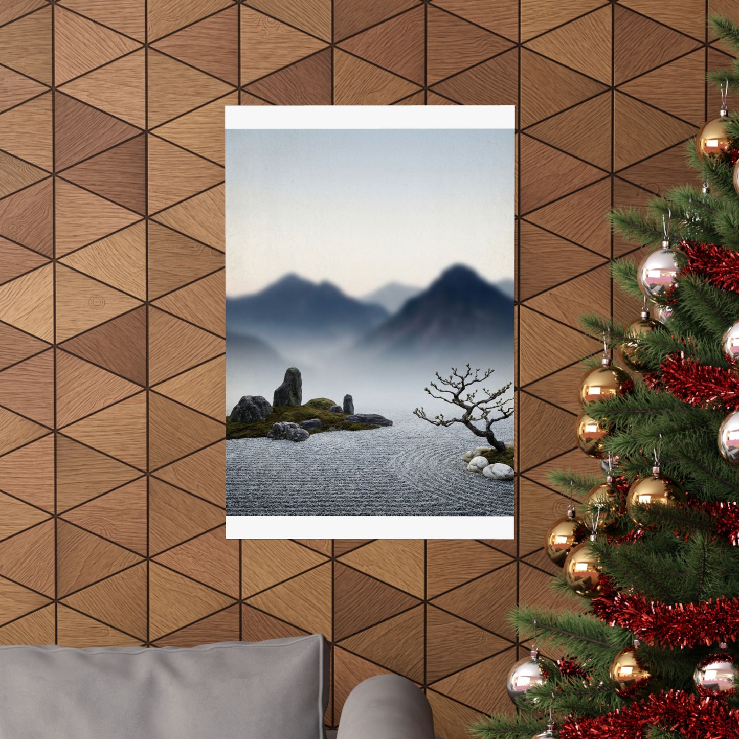 Dawn Mountain Mist Wall Art Print - Zen Shibui