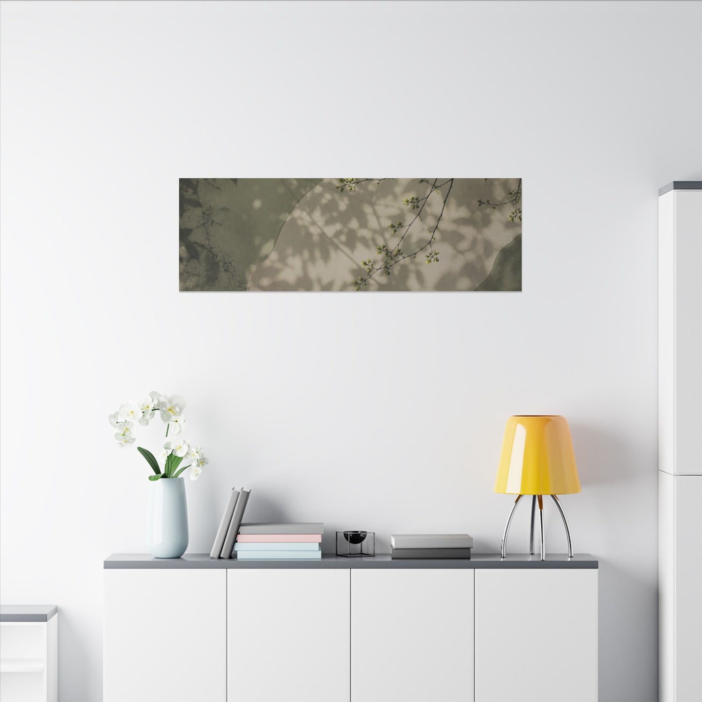 Neutral Shadow Play Canvas Art - Japanese Pattern Japandi