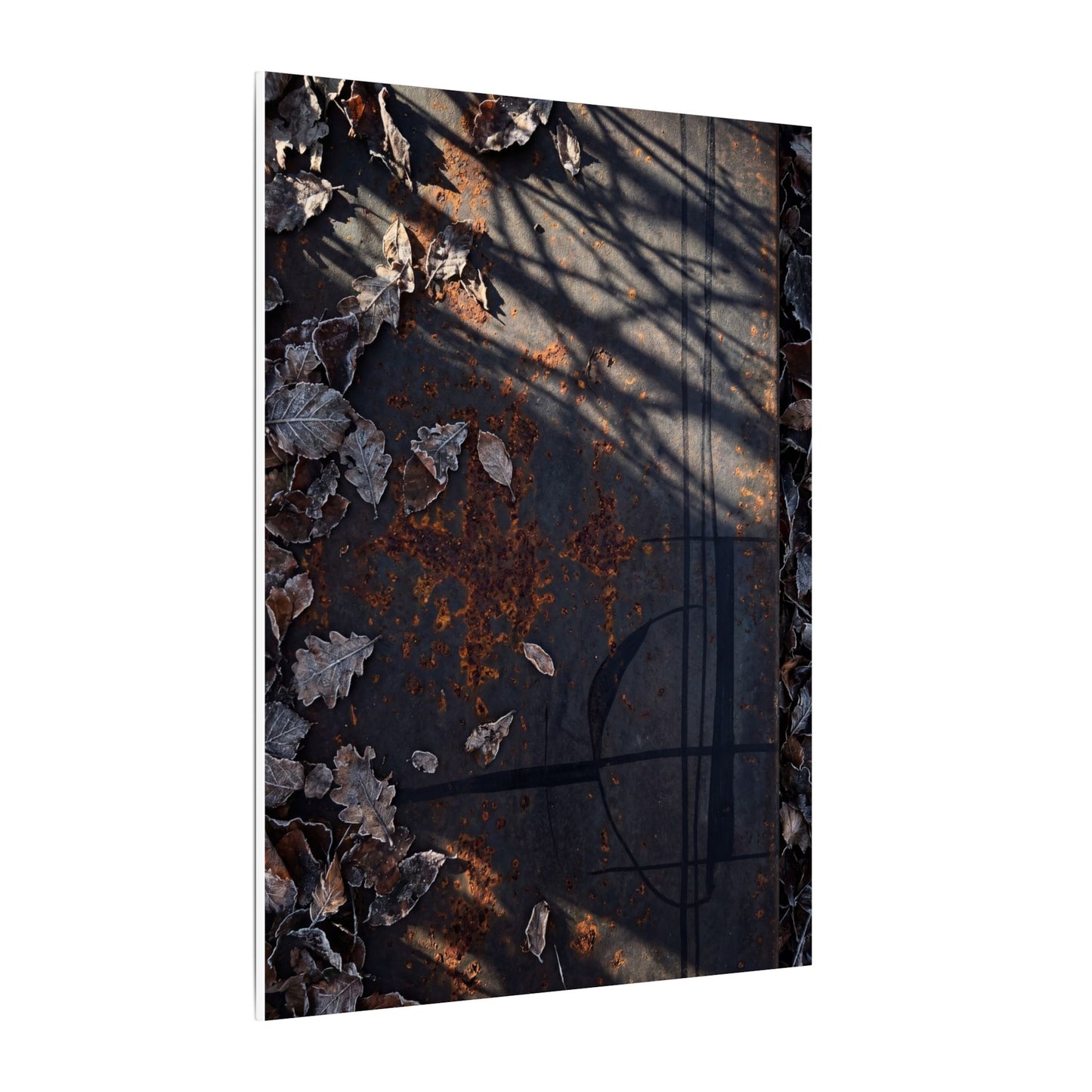 Shibui Rust Patina Canvas Art - Dark Japandi Charcoal Ink
