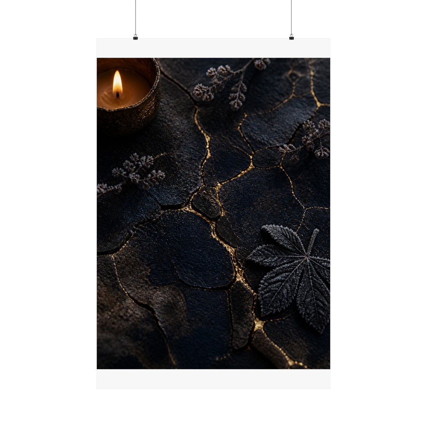 Luxurious Cracked Earth Wall Art Print - Moody Minimal Dark Japandi