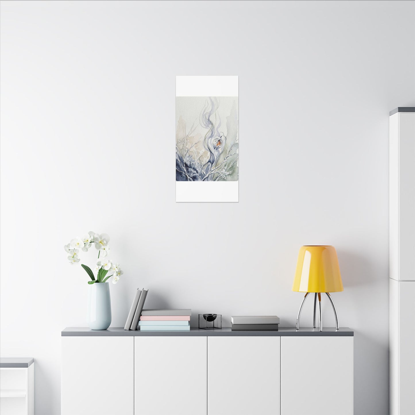 Earthy Incense Smoke Canvas Art - Watercolor Japandi