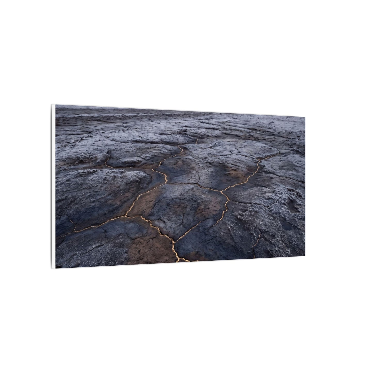 Dark Japandi Cracked Earth in Overcast | Dark Texture Canvas Art
