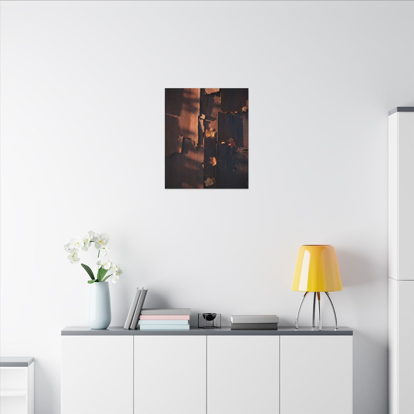 Seijaku Rust Patina Canvas Art - Dark Japandi Shadow Zen
