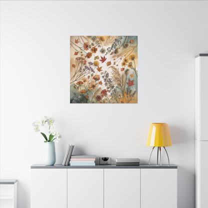 Dried Flowers Canvas Art | Autumn Japandi Watercolor Art