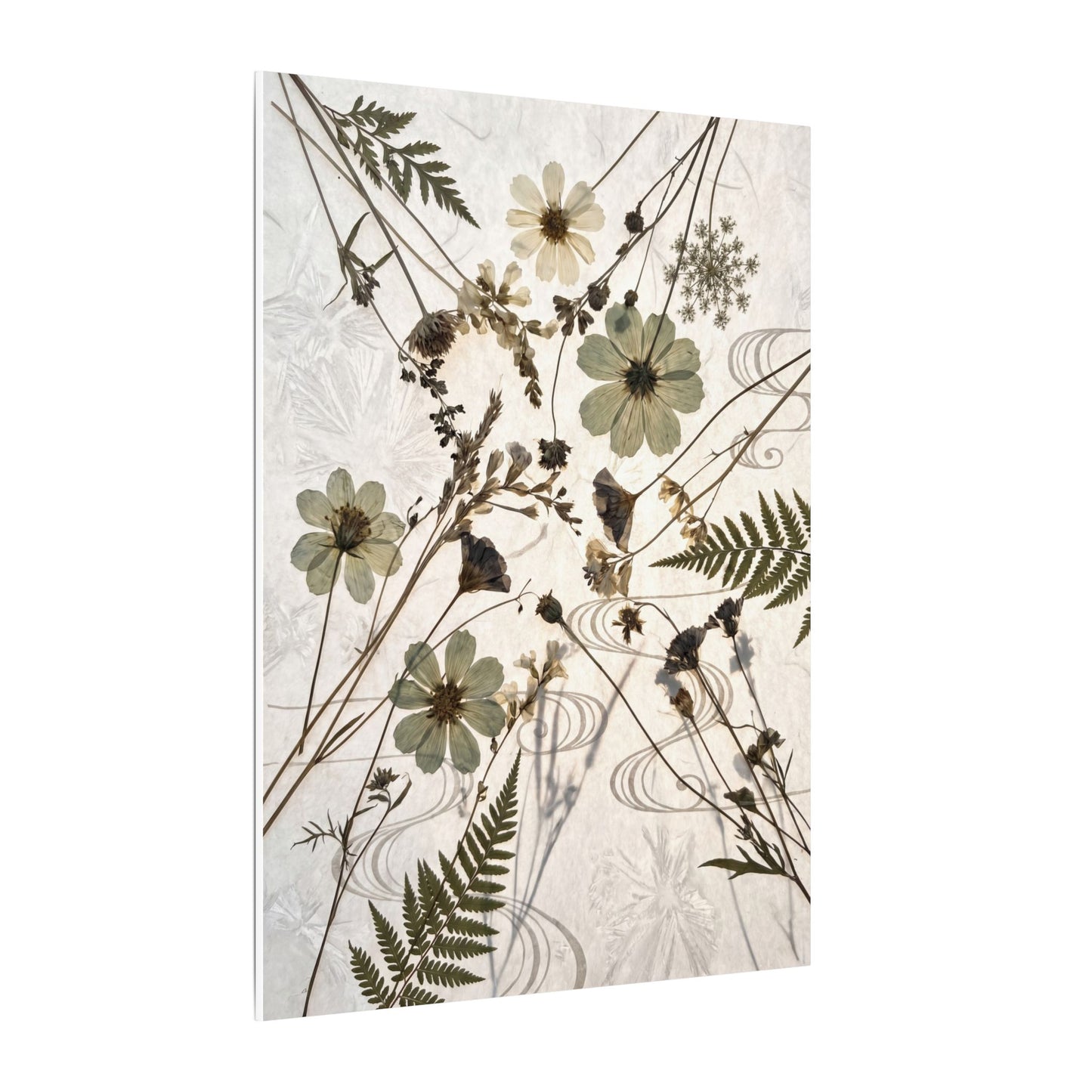 Japandi Dried Flowers in Golden Hour | Japanese Pattern Canvas Art