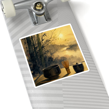 Tea Ceremony Sumi E Sticker | Peaceful Zen Art