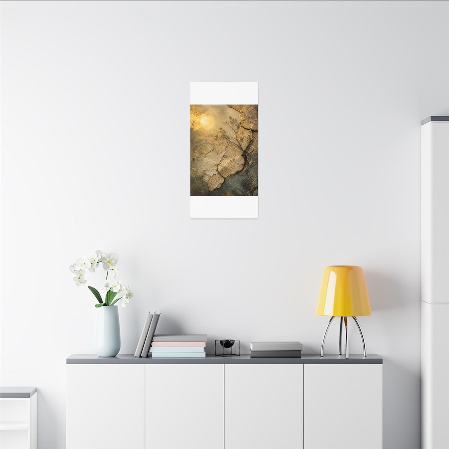 Cracked Earth Spring Canvas Art | Japandi Warm Design