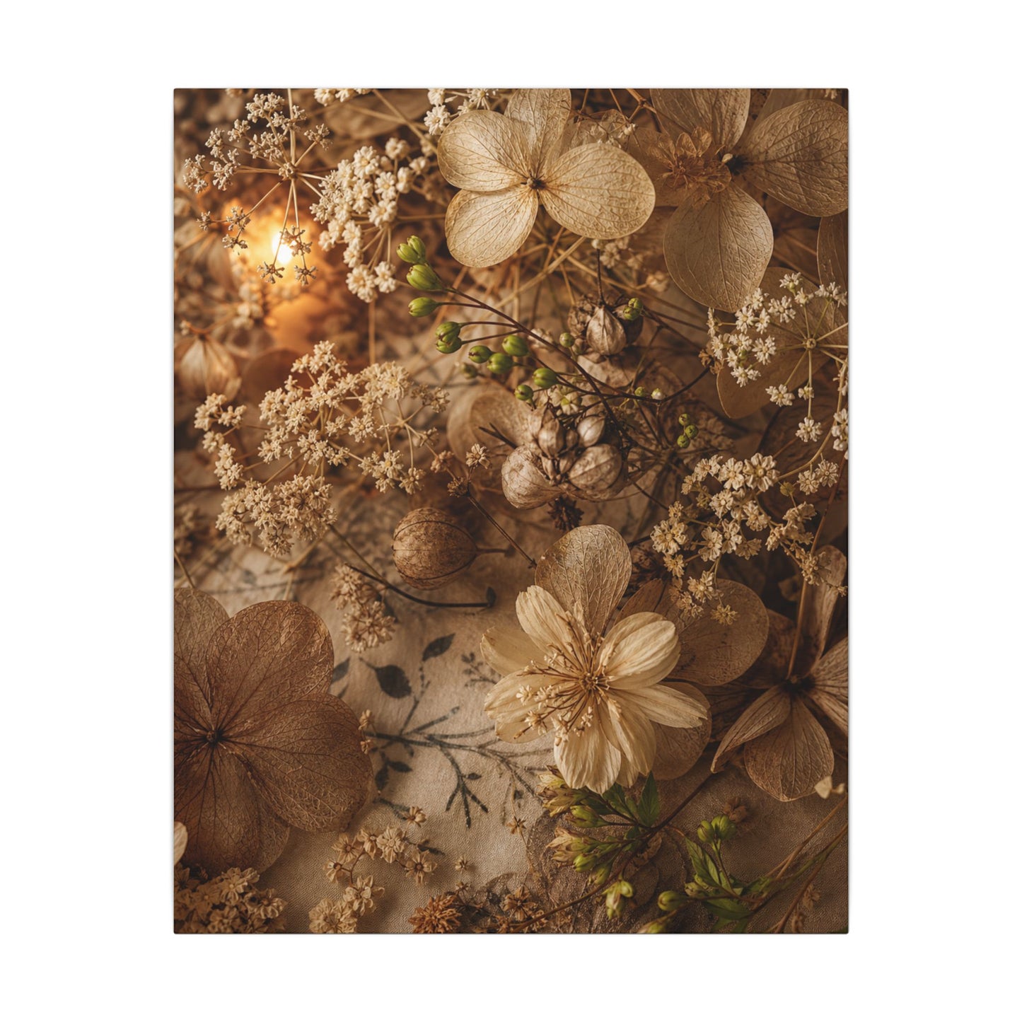 Spring Dried Flowers Japanese Pattern Canvas Art | Earthy Decor