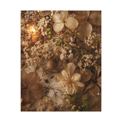 Spring Dried Flowers Japanese Pattern Canvas Art | Earthy Decor
