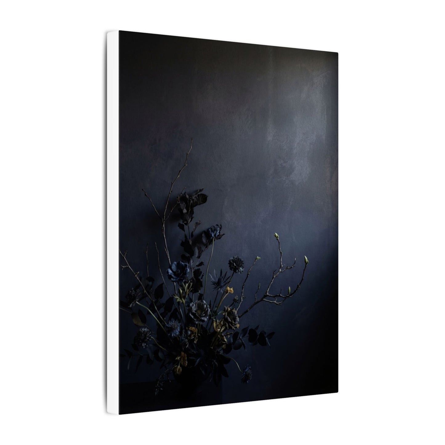 Dried Flowers Spring Canvas Art | Dark Japandi Moody Design