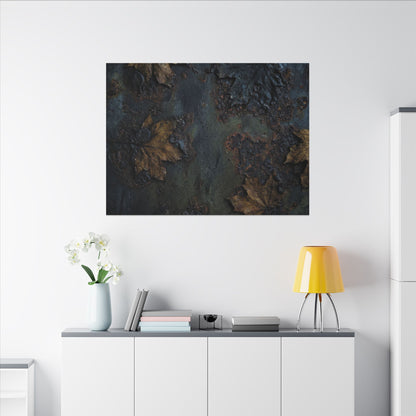 Shibui Rust Patina Canvas Art - Dark Japandi Charcoal Ink
