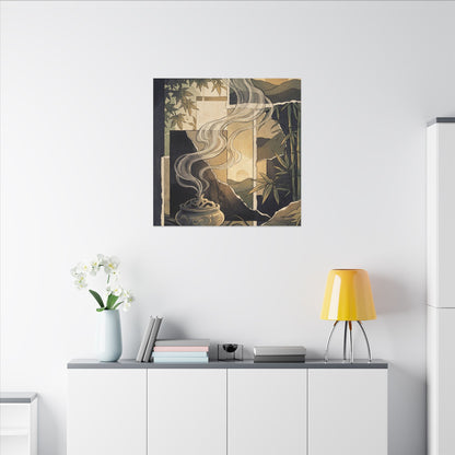 Tranquil Incense Smoke Canvas Art - Ukiyo E Inspired Zen