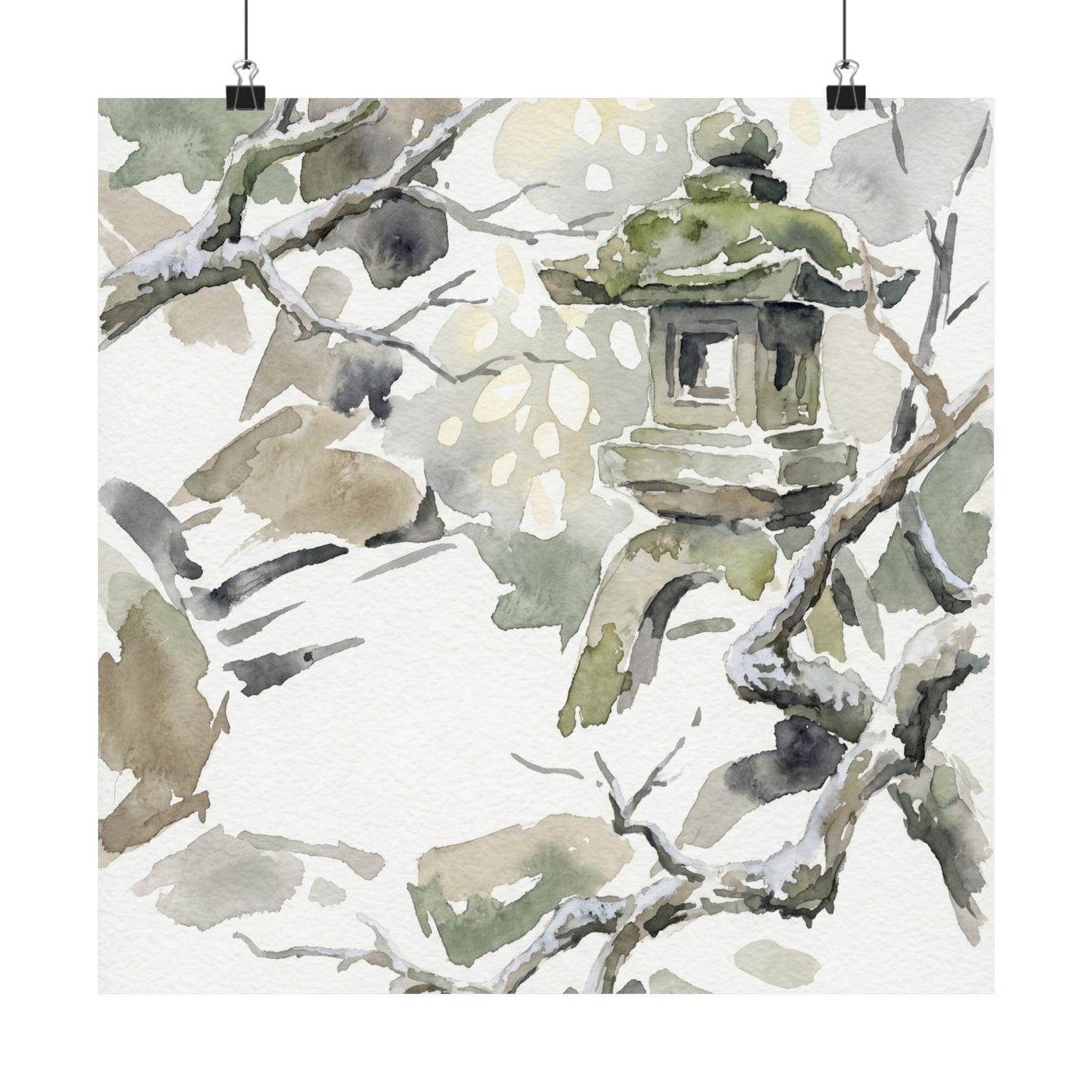 Dappled Stone Lantern Wall Art Print - Japandi Ma