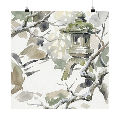 Dappled Stone Lantern Wall Art Print - Japandi Ma