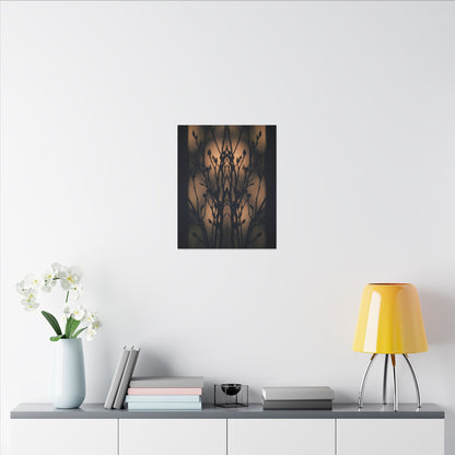 Dark Japandi Shadow Play in Golden Hour | Shadow Zen Canvas Art
