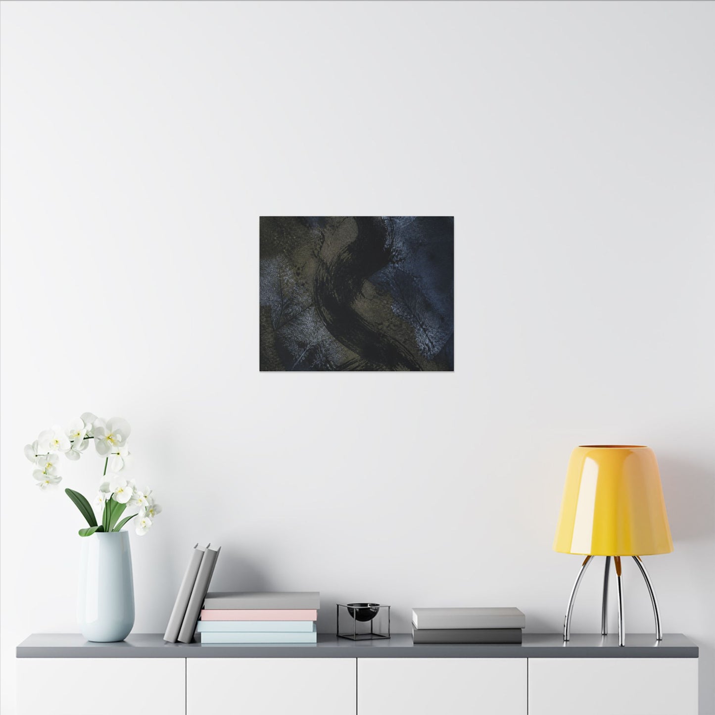 Shibui Ink Brushstroke Canvas Art - Dark Japandi Dark Texture