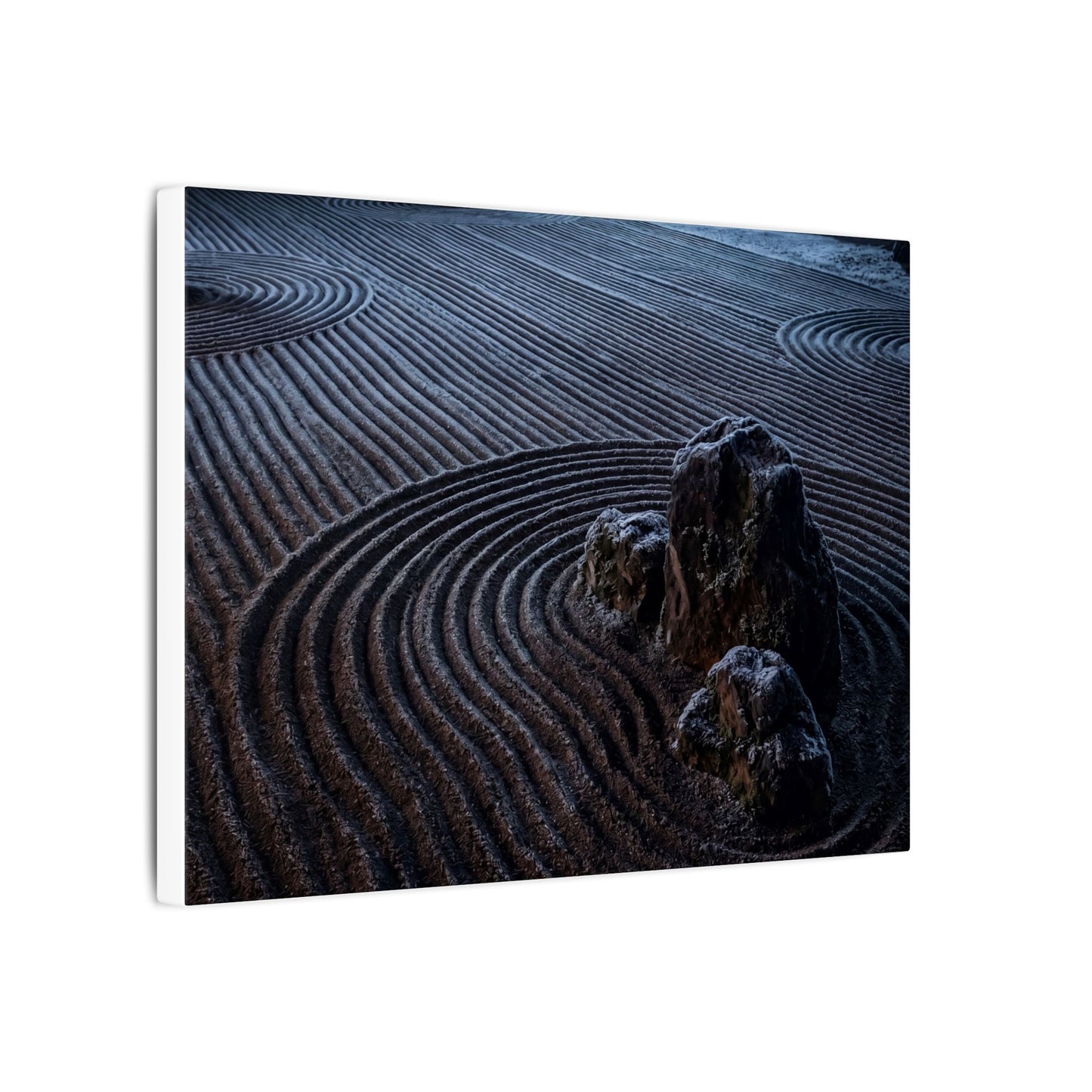 Moonlight Rock Garden Canvas Art - Dark Japandi Seijaku
