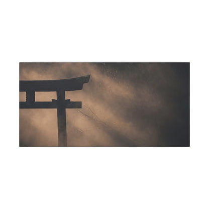 Torii Gate Shadow Zen Canvas Art | Bold Dark Japandi Art