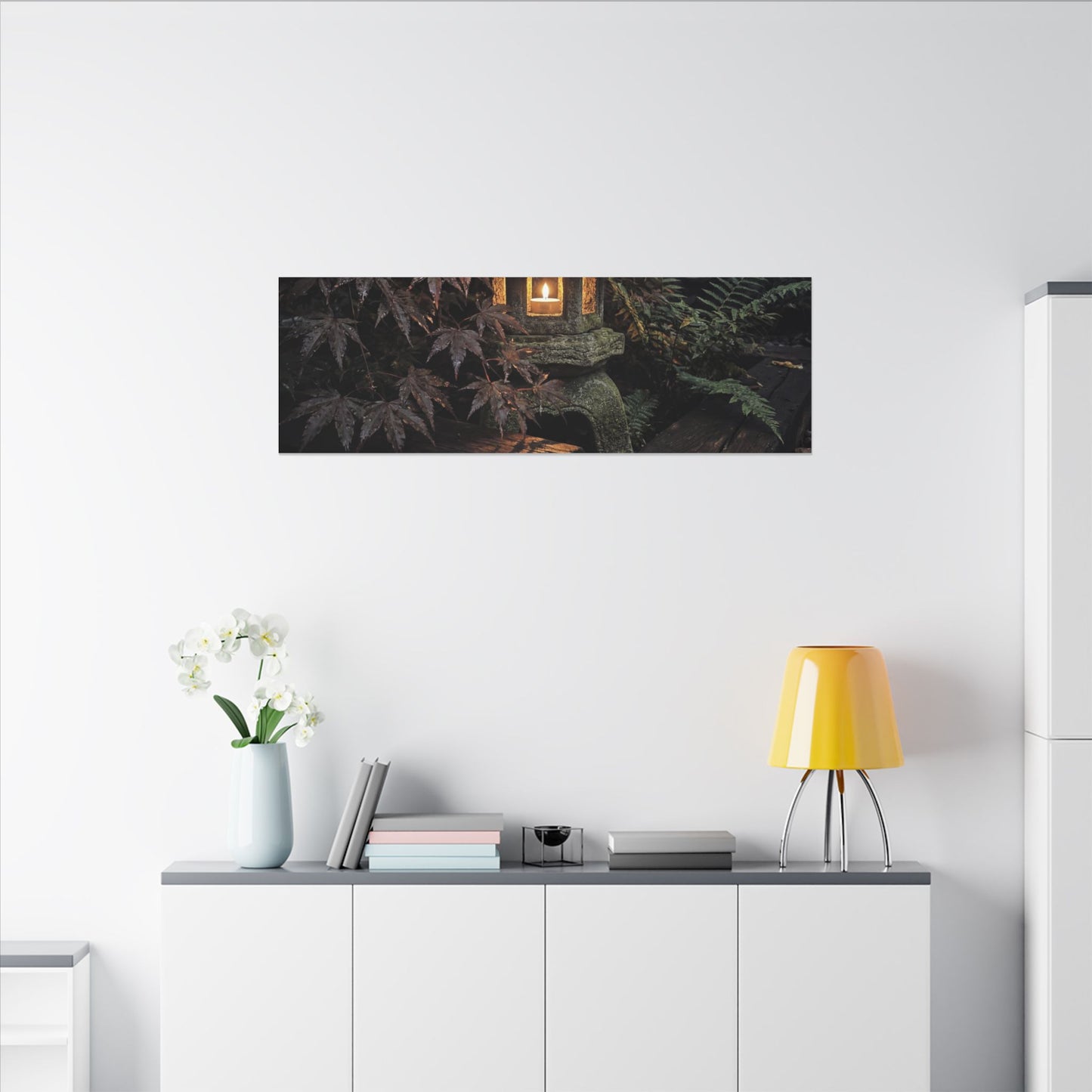 Moody Moonlit Garden Canvas Art - Shadow Zen Dark Japandi