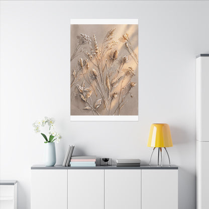 Japandi Dried Flowers in Golden Hour | Watercolor Canvas Art