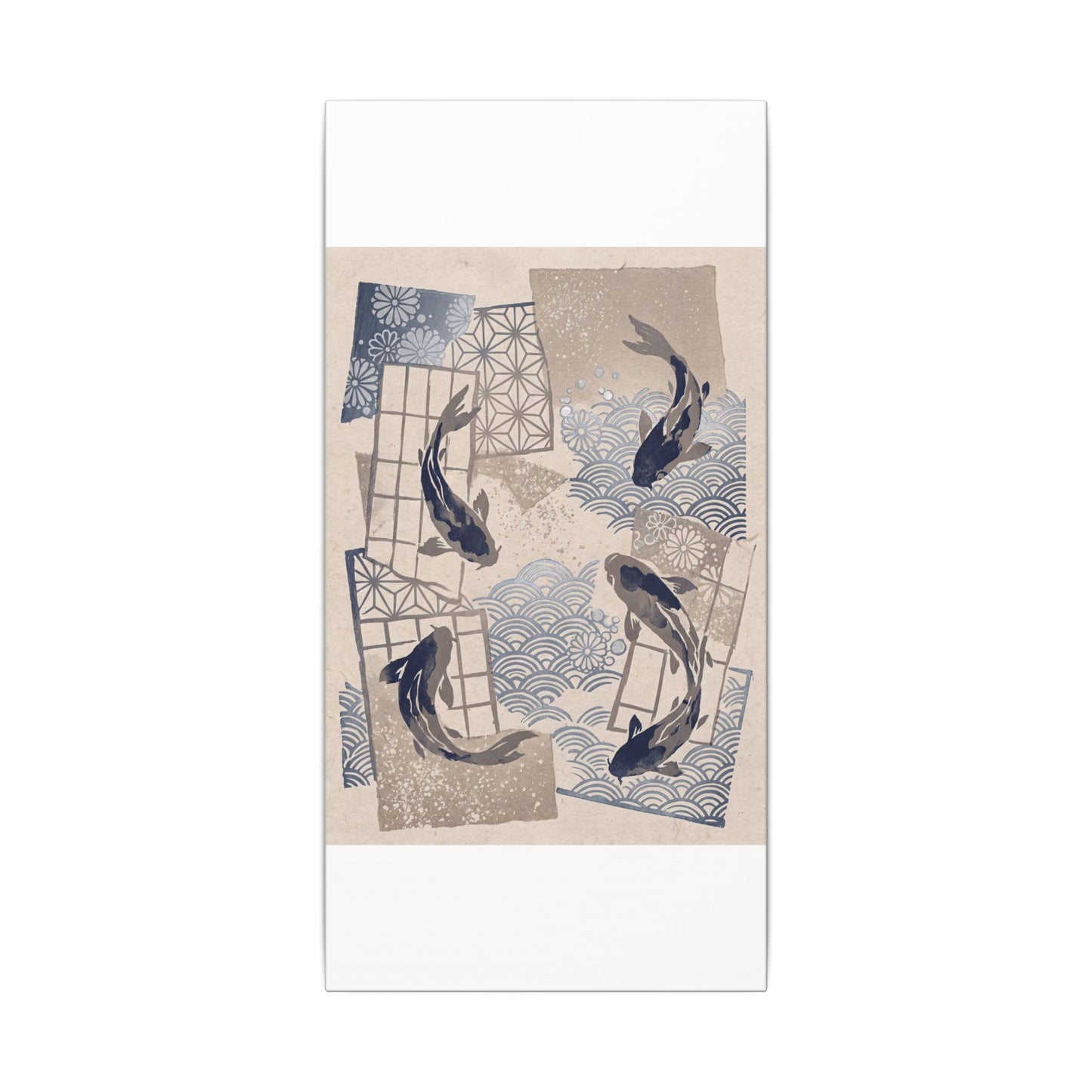 Earthy Koi Pond Canvas Art - Japanese Pattern Japandi