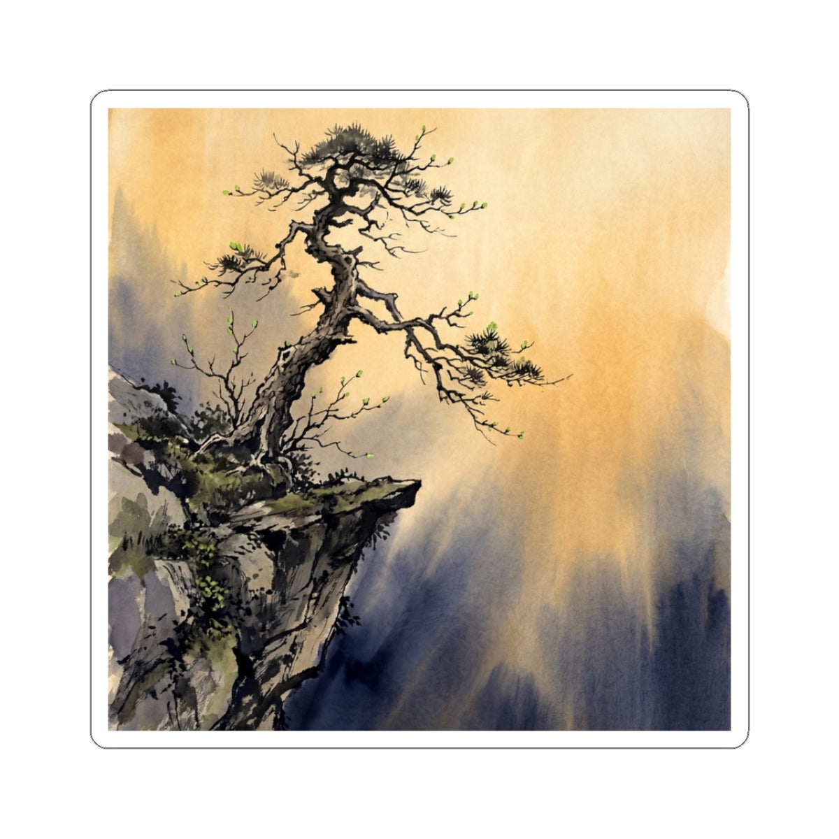 Pine Tree Spring Sticker | Zen Serene Design Art Print