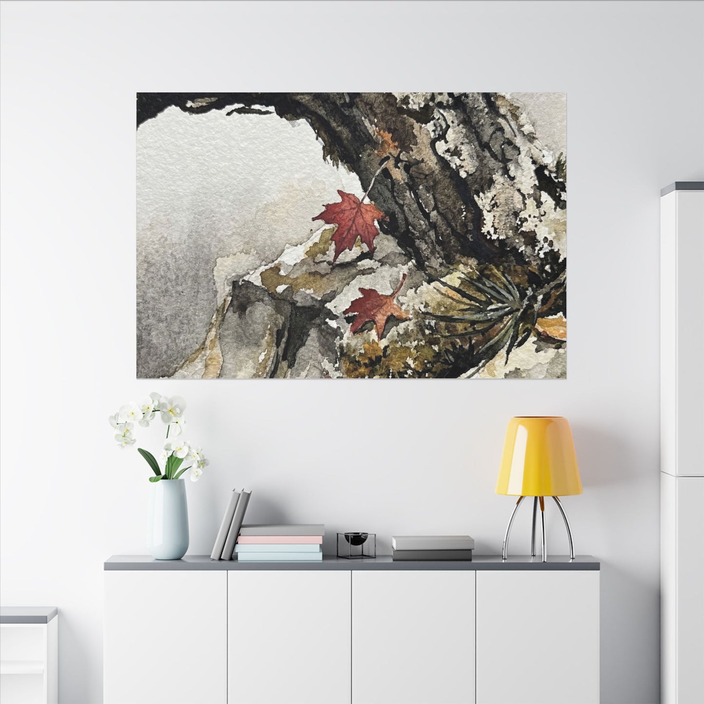 Pine Tree Autumn Canvas Art | Japandi Earthy Design