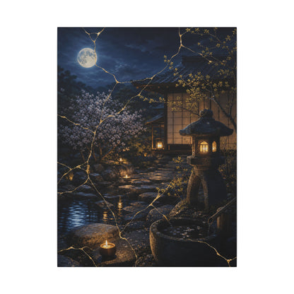 Seijaku Moonlit Garden Canvas Art - Kintsugi Gold Vein