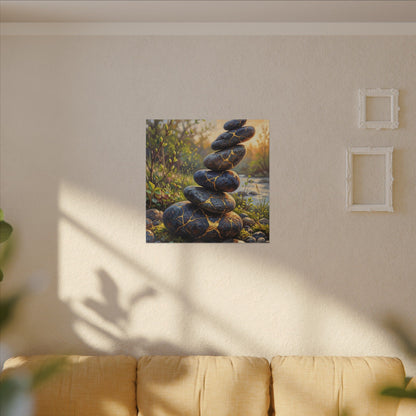 Spring River Stones Gold Repair Canvas Art | Healing Decor