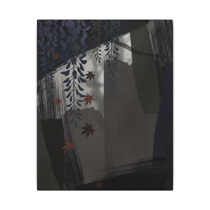 Wisteria Autumn Canvas Art | Dark Japandi Moody Design