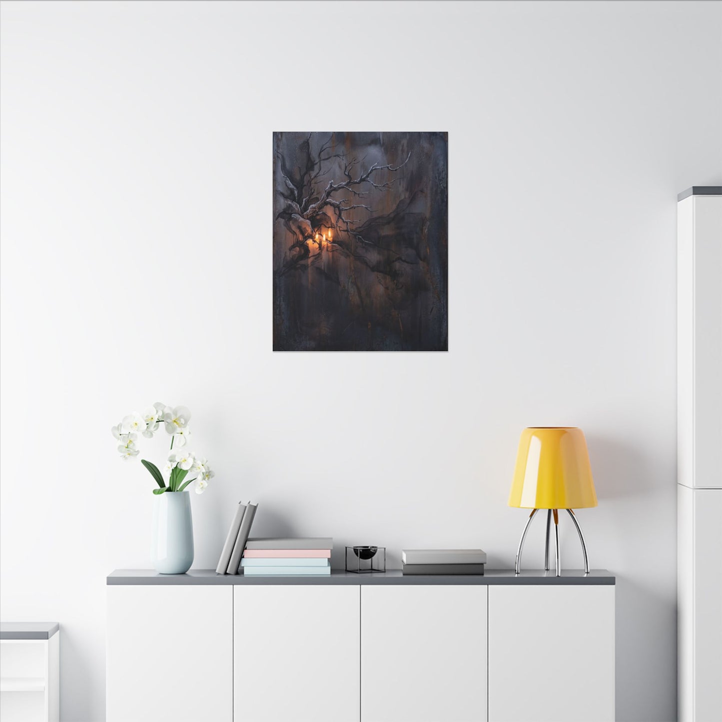 Winter Rust Patina Charcoal Ink Canvas Art | Atmospheric Decor