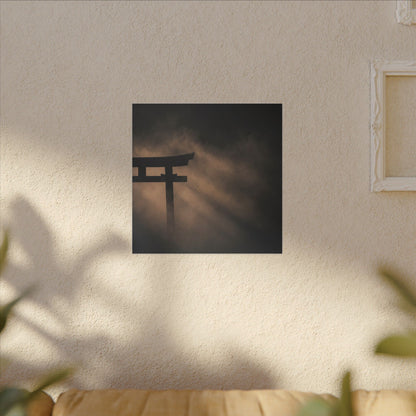 Torii Gate Shadow Zen Canvas Art | Bold Dark Japandi Art