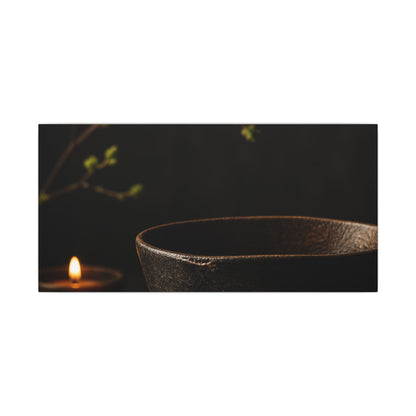 Moody Ceramic Bowl Canvas Art - Shadow Zen Dark Japandi