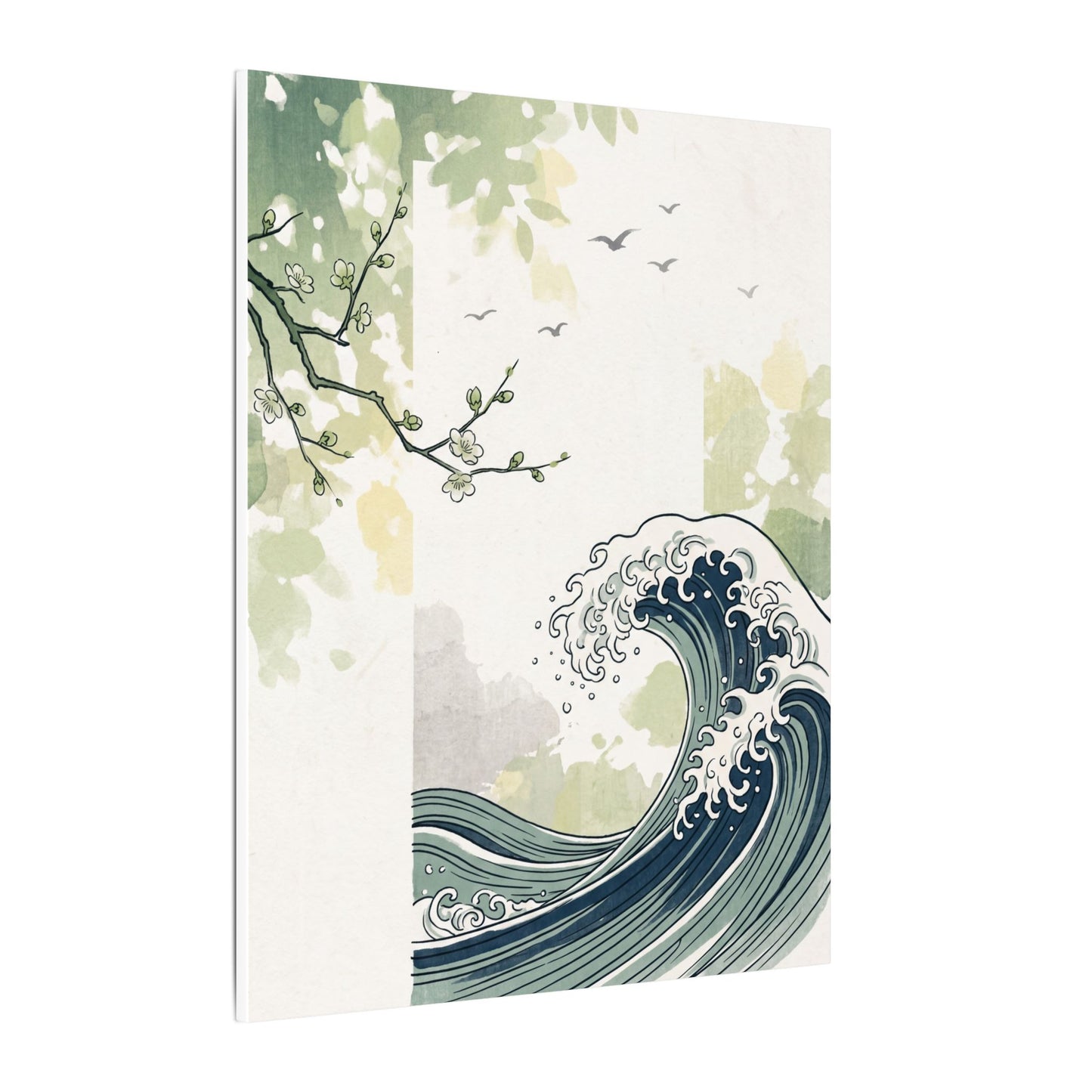 Spring Ocean Wave Ukiyo E Inspired Canvas Art | Serene Decor